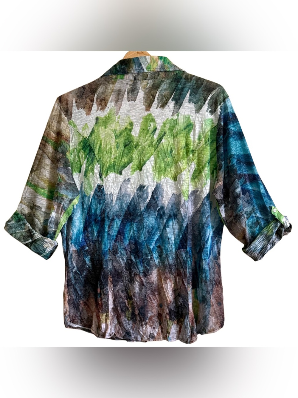 DAVID CLINE Abstract Colorful Art-To-Wear Lightweight Casual Artsy Blouse Sz XL - Picture 7 of 9